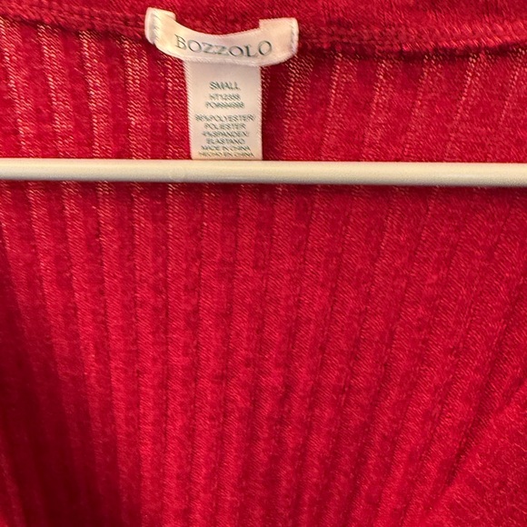 Red Ribbed Button-Up Cardigan - Picture 2 of 2
